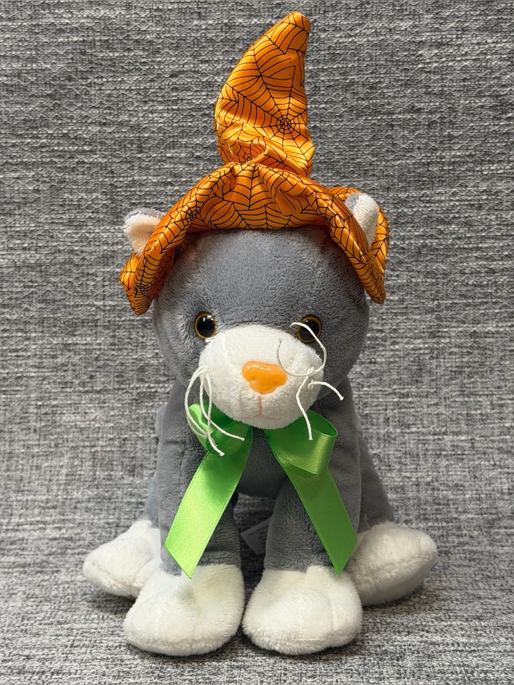 Animal Adventure Grey Cat In Orange Witch Hat 2019 Halloween Plush